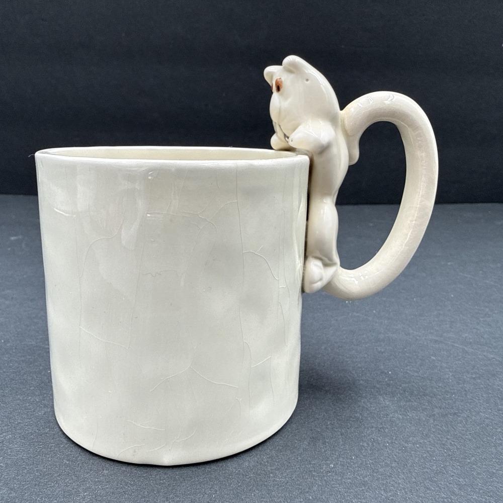 Vintage Catnap Mug Retired Fitz and Floyd 1977‎ Cat Peek Handle Fish in Bottom